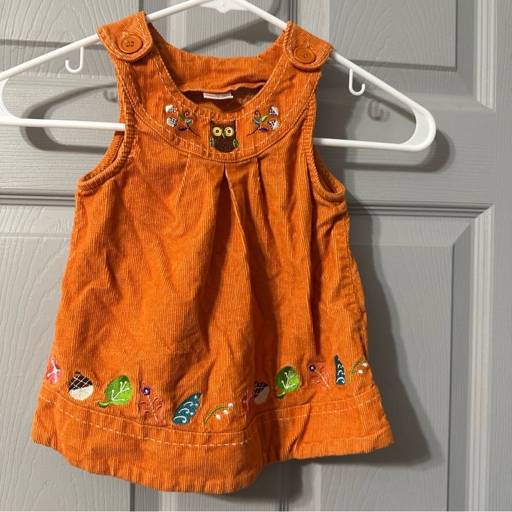 Orange Embroidered Kids Casual Dress